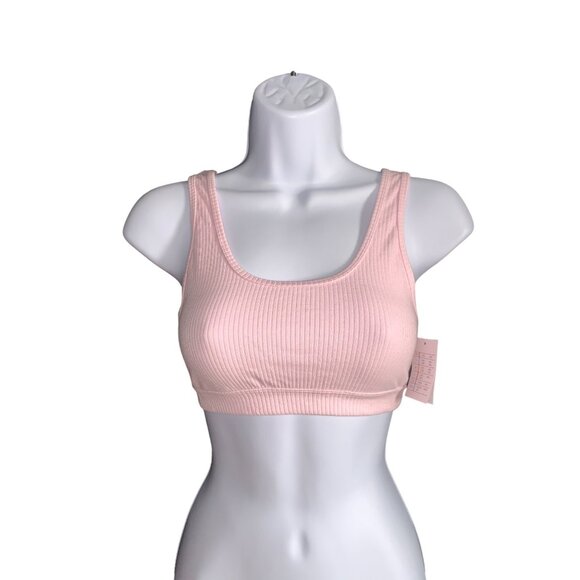 Auden Womens Pink Ribbed Scoop Neck Bralette Seamless Stretch Sports Bra Size XS - Picture 2 of 11
